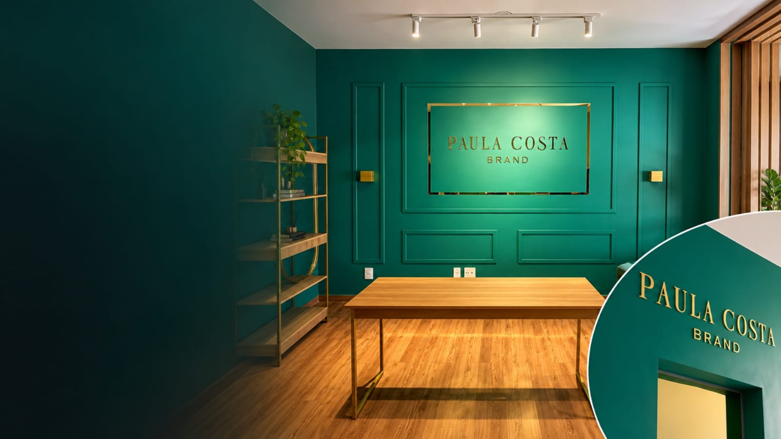 Comunicação visual do ambiente Paula Costa Brand executada pela Michelangellus