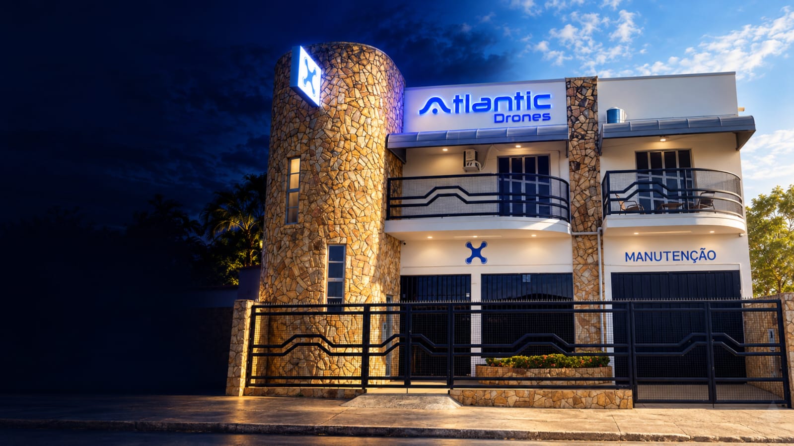 Fachada comercial da Atlantic Drones produzida pela Michelangellus